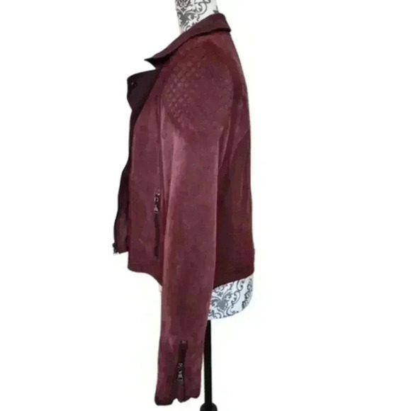 Express Jacket Suede Biker Moto Genuine Leather Oxblood Women's size Large - Picture 5 of 16